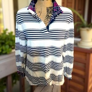 Charter Club Women's Long Sleeve Striped French Terry Top, Large